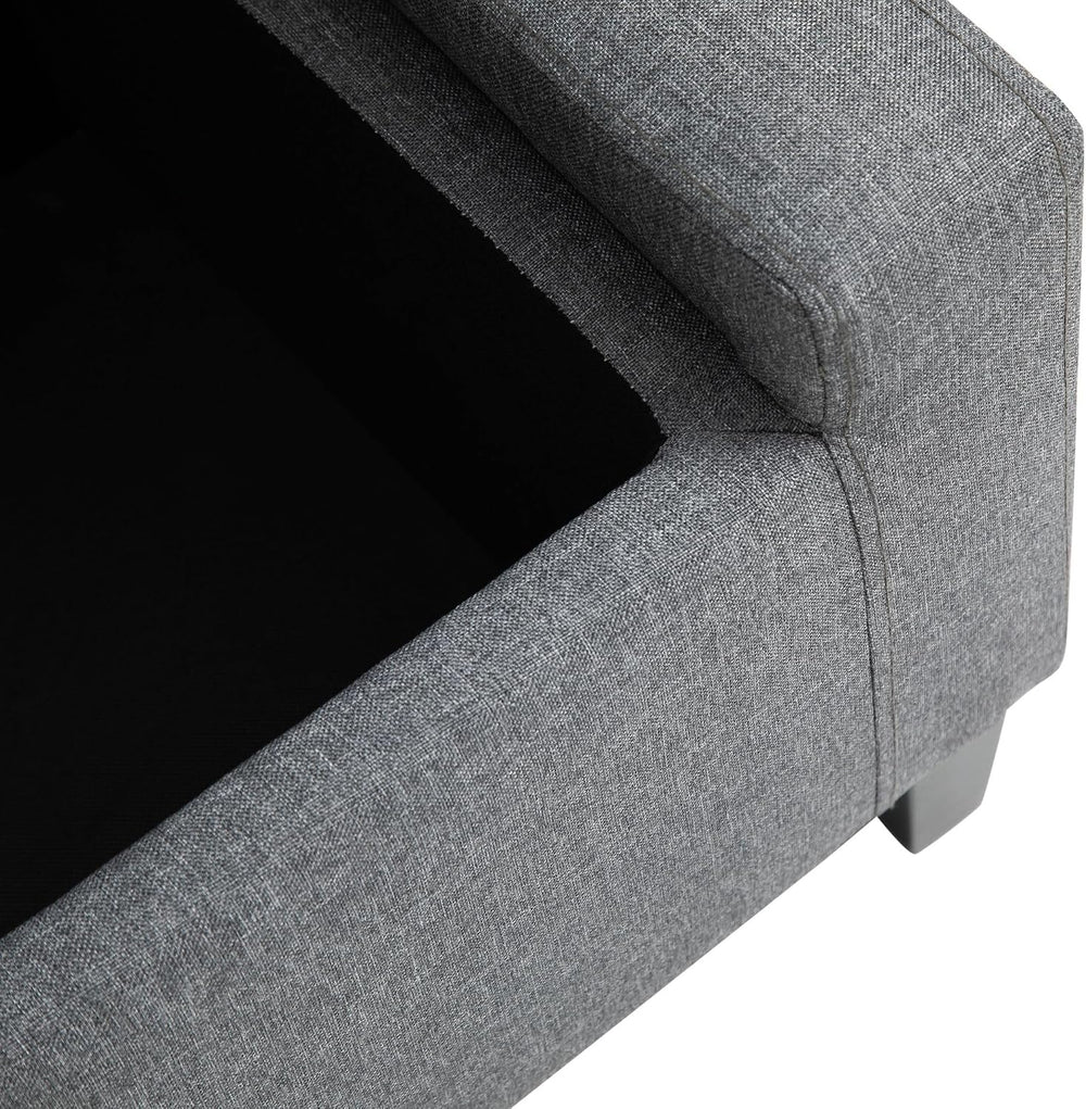 Gray Storage Ottoman with Linen Cover