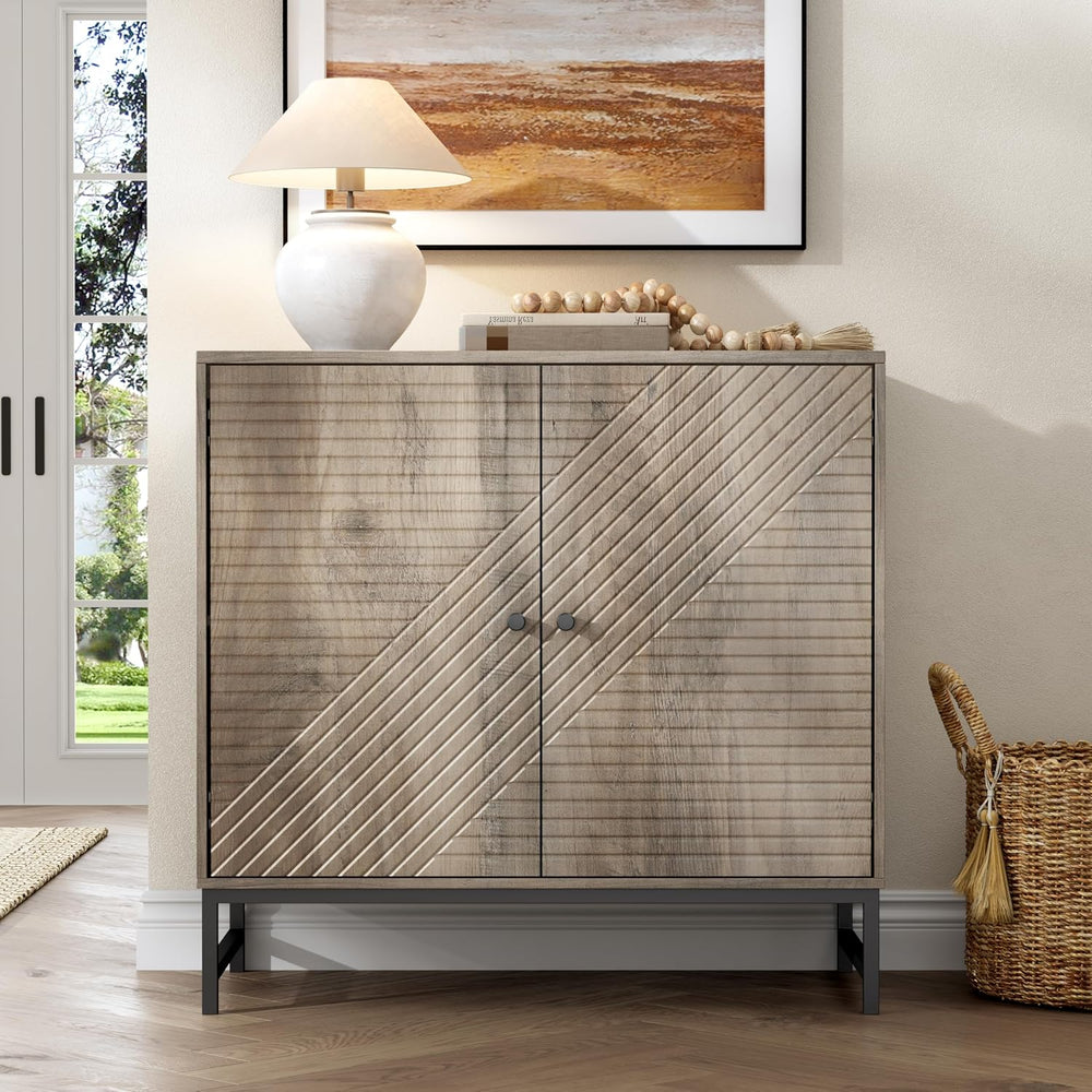 Storage Cabinet with Doors and Adjustable Shelf, Sideboard Buffet Cabinet wit...