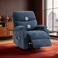 360° Swivel Rocking Recliner Chair, Massage Lazy Recliner, Small Spaces Recliner for Living Room, Bedroom and Nursery, Navy Blue Chenille
