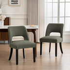 VKNOW Wooden Dining Chairs Set of 2, Modern Fabric Upholstered Dining Room Chair Kitchen Chairs, Farmhouse Dinner Chair for Kitchen Dining Room, Green-Black Legs