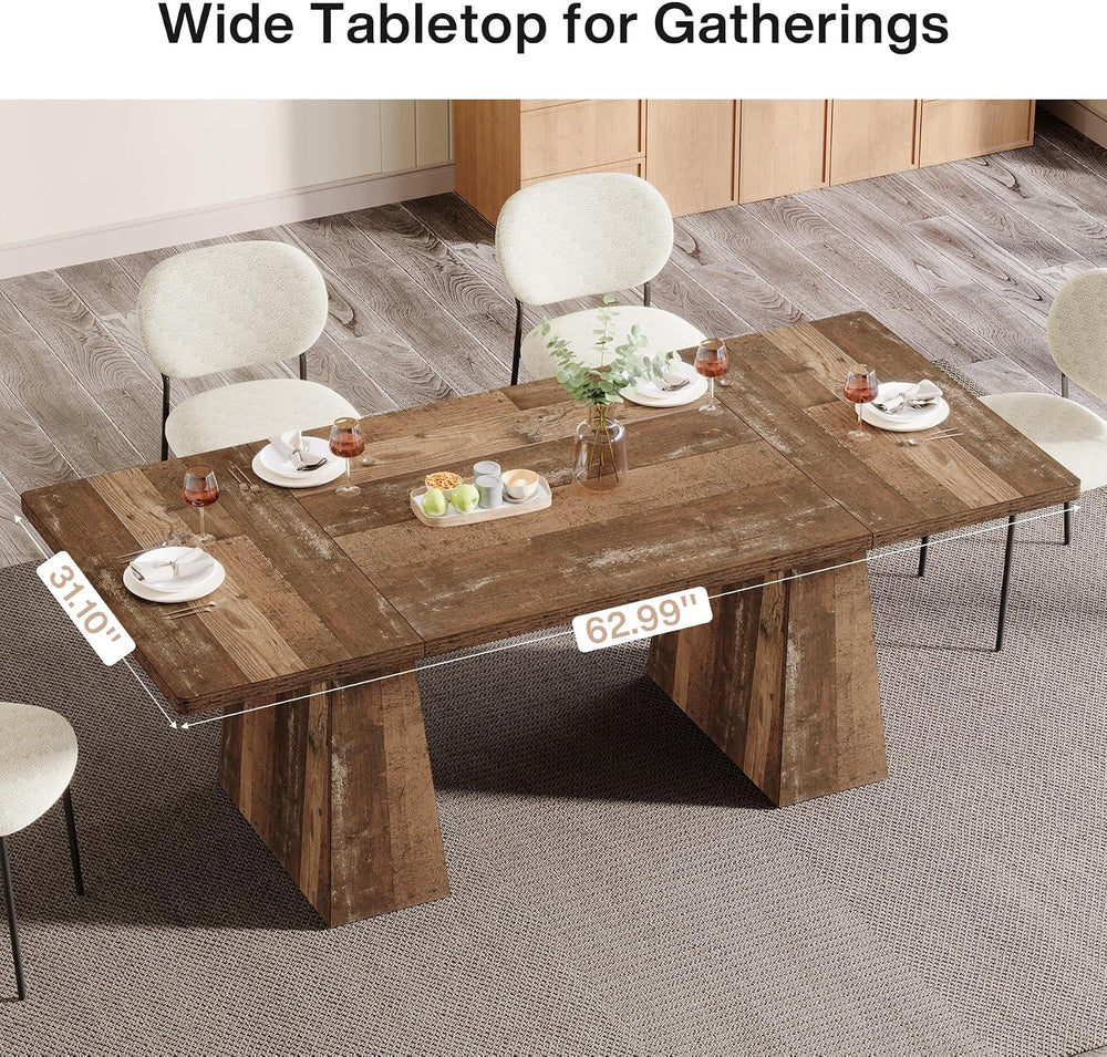 Tribesigns Dining Table for 4-6, 63-Inch Modern Kitchen Table with Sturdy Tap...