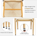 Yaheetech Weave Dining Chairs Set of 6 Mid-Century Modern Dining Room Chairs with Weave Hemp Seat and Metal Legs for Kitchen, Living Room, Restaurant, Wood Color