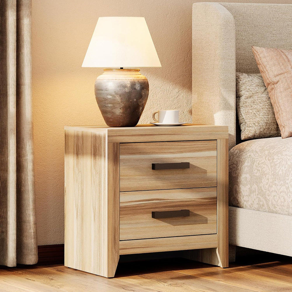 WAMPAT End Table with 2 Large Drawers, Farmhouse Side Table with Storage, Rus...
