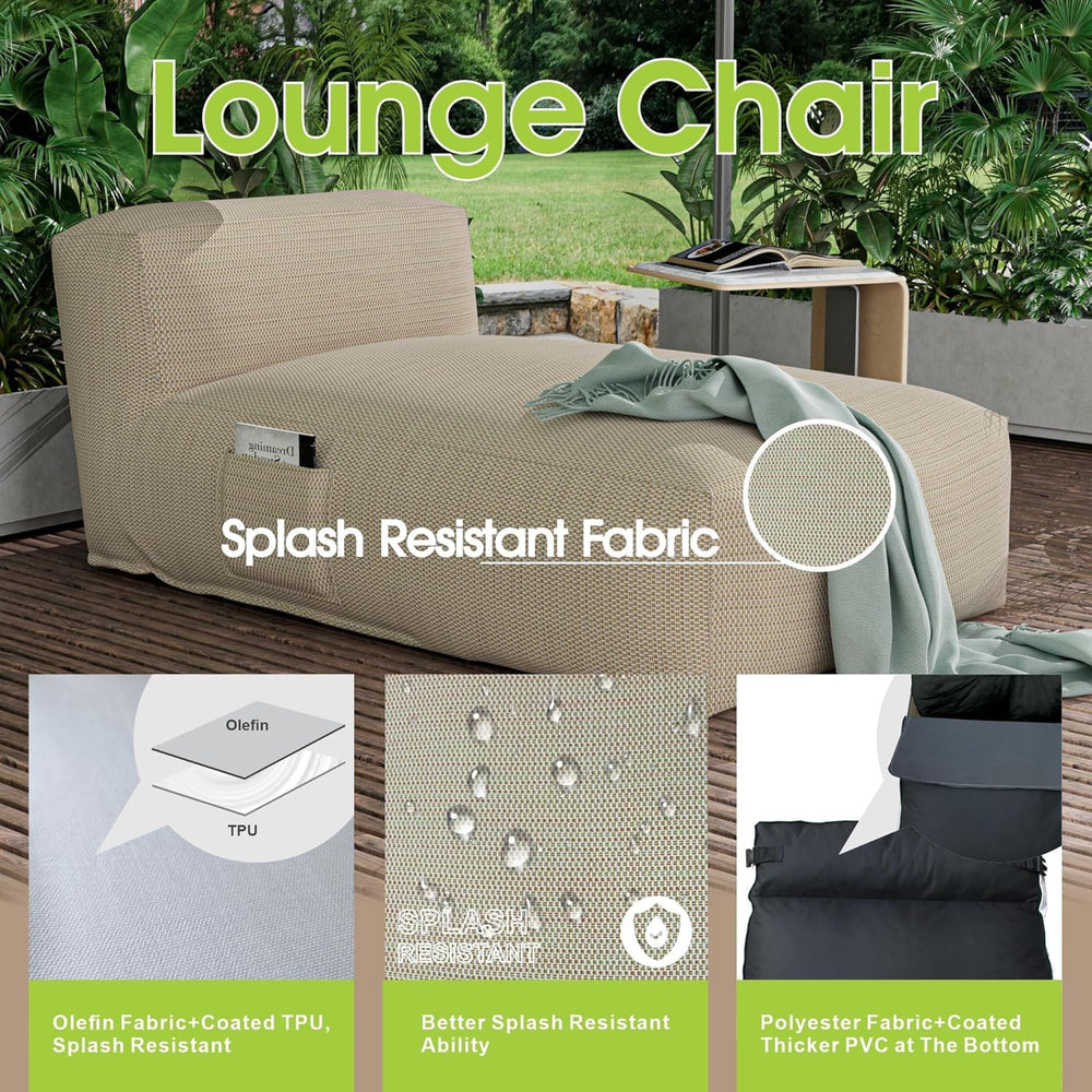 Outdoor Bean Bed Chair Sun Lounger, Outdoor Couch Sofa for Patio & Pool, ...