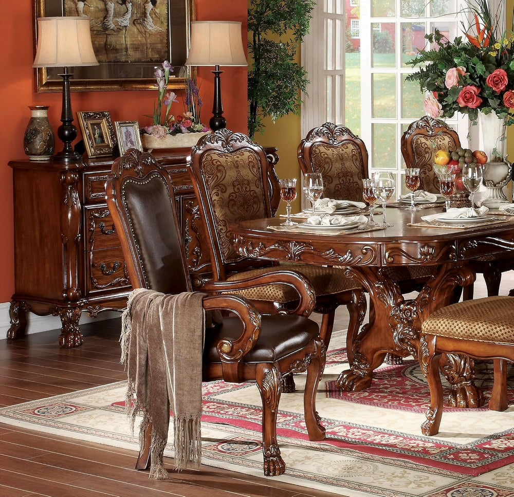 Traditional Kitchen Furniture Set 9pc Formal Dining Table Set Include 1 Exten...