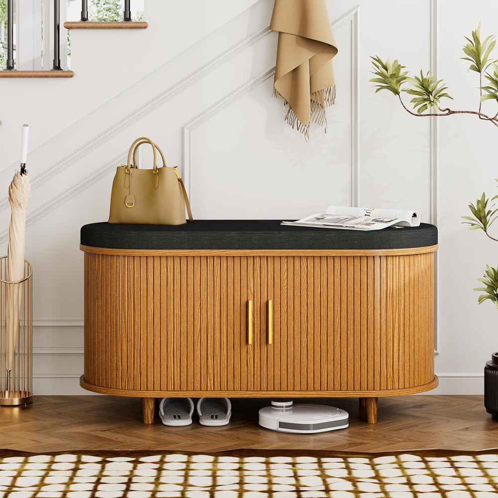 DHH 2-Tier Storage Bench,Wide Shoe Bench with Thickened Padded Seat Cushion, ...
