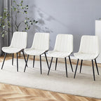 Dining Chairs Set of 4, Dining Room Chair, Leather Dining Chairs, Kitchen Chairs with Upholstered Pu Leather White Chairs with Grey Chair Back