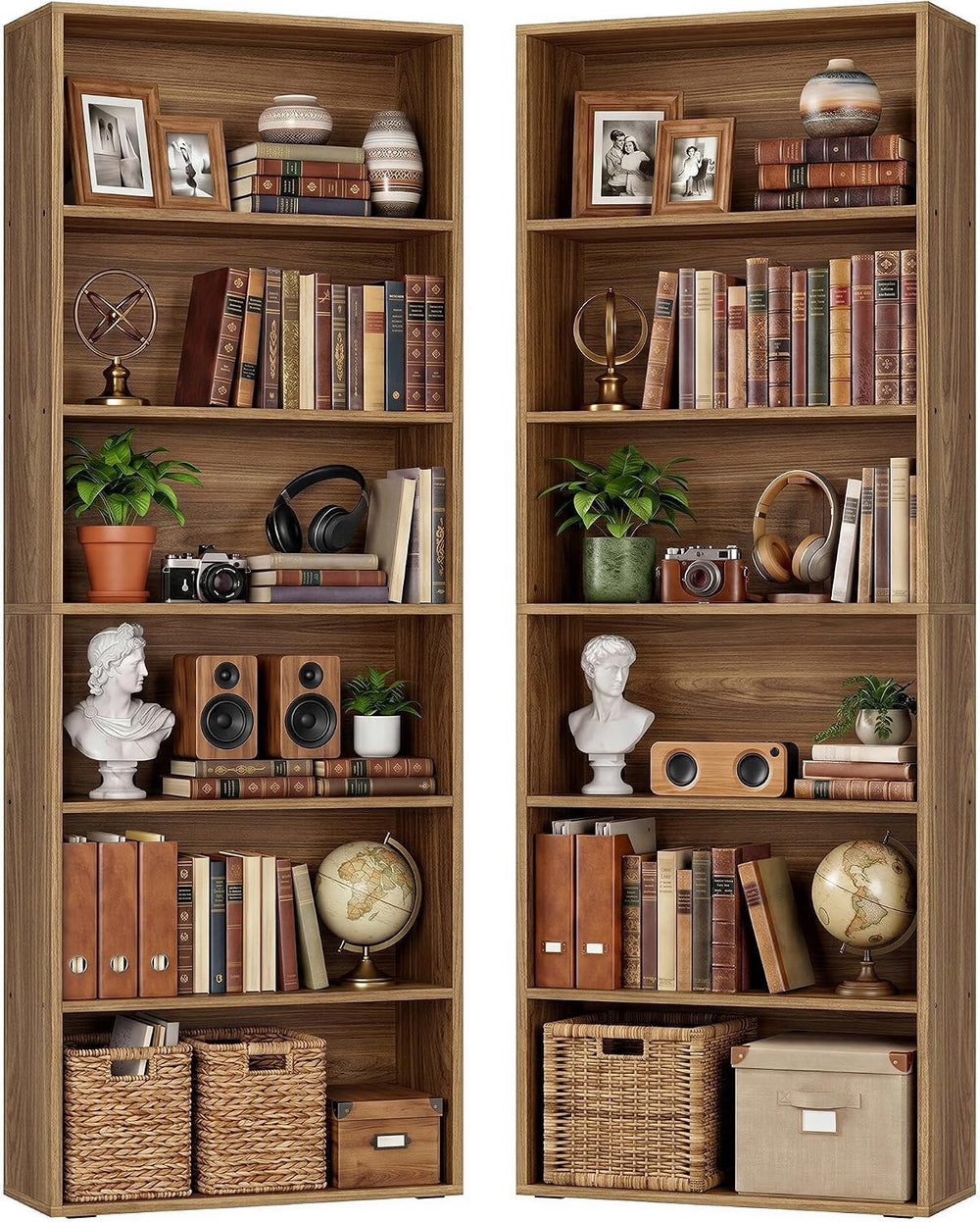 IRONCK Bookshelf and Bookcases 70" Tall, 6 Tiers Display Storage Shelves