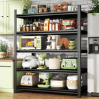 Metal Garage Shelving Unit, Heavy Duty 5-Tier Adjustable Storage Rack, Steel Shelving, 3020 lbs Capacity, Industrial Shelves for Heavy Tools and Equipment, Ideal for Garage, Basement, Black, 72"