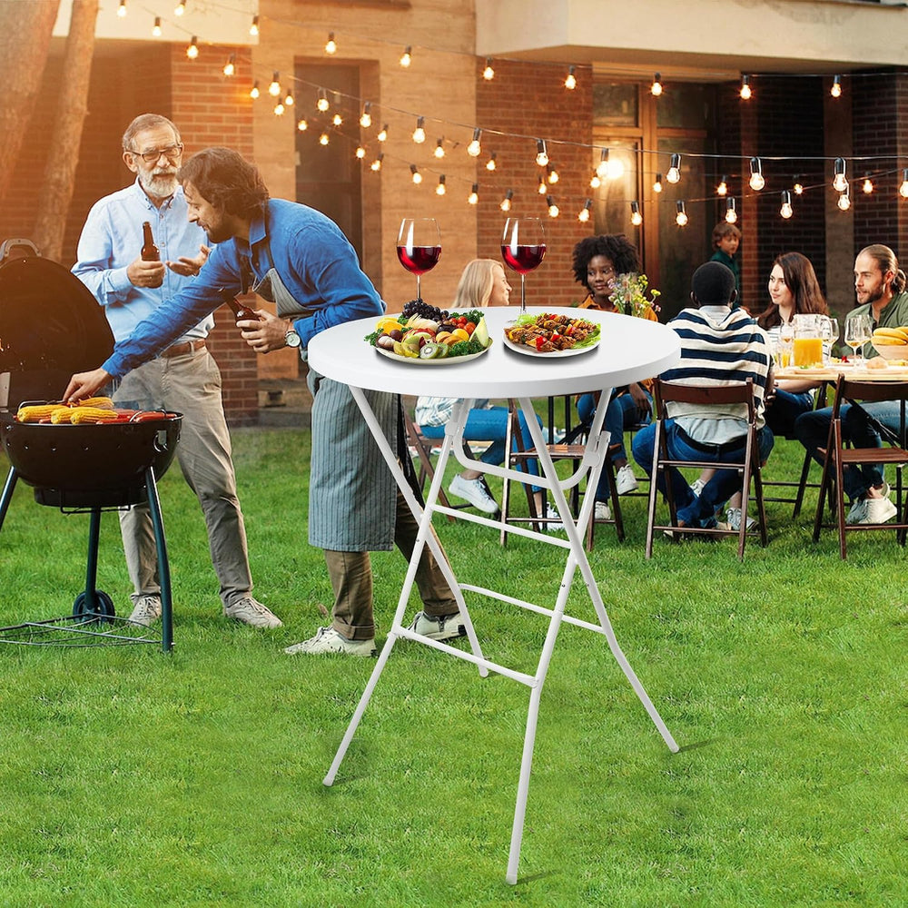 Folding Round Table, 32in Cocktail Table, High Top Table with Removable Legs,...