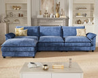 Homall 119" Modular Sectional Sofa, L Shaped Sofa Couch with Reversible Ottoman, DIY Combination Chenille Deep 3-Seat Cloud Couch for Living Room, Apartment (Dark Blue, L Shaped Sofa)