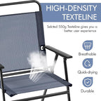 Yaheetech Outdoor Patio Chairs Set of 4, Folding Patio Chairs for Outside with Metal Frame, Armrests, Portable Dining Chairs for Camping, Lawn, Garden and Porch, Navy Blue