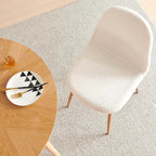 NORDICANA Set of 4 Dining Kitchen Mid-Century Modern Chairs with Metal Legs and Faux Fur Cushion for Living Room Kitchen Small Space, White