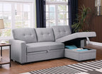 Devion Furniture Maison 4-in-1 Convertible L Shaped Couch with Pull Out Bed and Storage, Sectional Sleeper Sofa with Reversible Chaise for Living Room, Apartment, Bedroom, Office