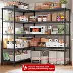 REIBII 70" W Storage Shelves Load 1600LBS,Metal Shelving 5-Tier Wire Shelving Unit Garage Shelving for Storage Adjustable Metal Shelves for Pantry Kitchen Garage Commercial, 70" W*15.8" D*72.4" H