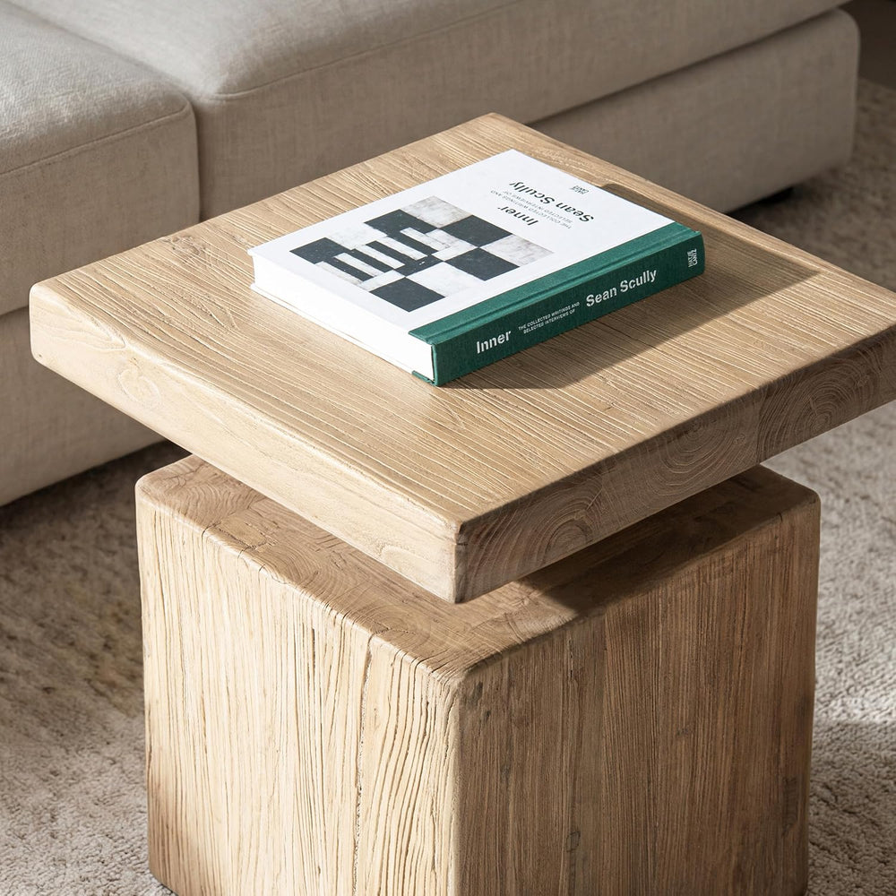 Jennifer Taylor Home Calder 18" Solid Square Reclaimed Elm Block Plinth ...