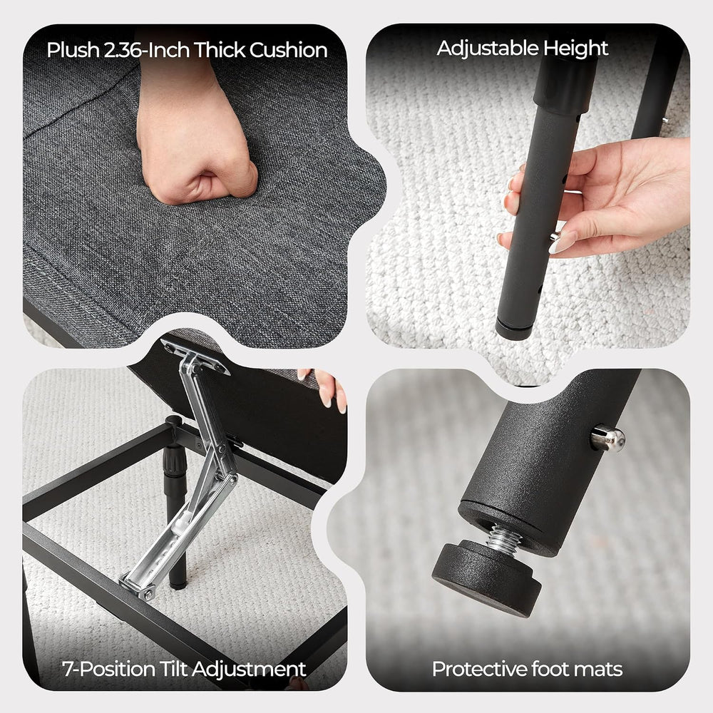 TIOPGHAD Adjustable Ottoman Pouf Footrest, 60 Degree Tilt, Carbon Gray | 4-He...