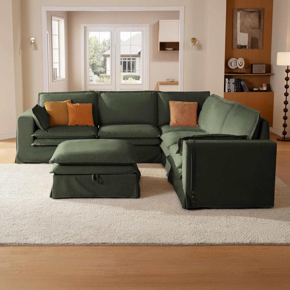117" Washable Oversize Modular Sectional Sofa Couches for Living Room,Gr...