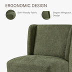 Upholstered Dining Chair with Casters Wingback Modern Side Armless Deskchair with Rollers for Diningroom Bedroom Livingroom Reading Room,Green,4 Box
