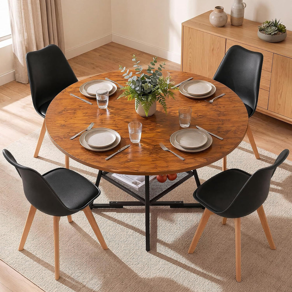 47in Round Dining Table Set for 4, Kitchen Table with Chairs | Circle Table, ...