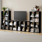 Cube Storage Organizer Bookcase, Decorative 11 inch Open Back Cubical Shelf with Thickened Border, Display Bookshelf for Living Room, Home Office, Sturdy Room (Black, 4 Cube)
