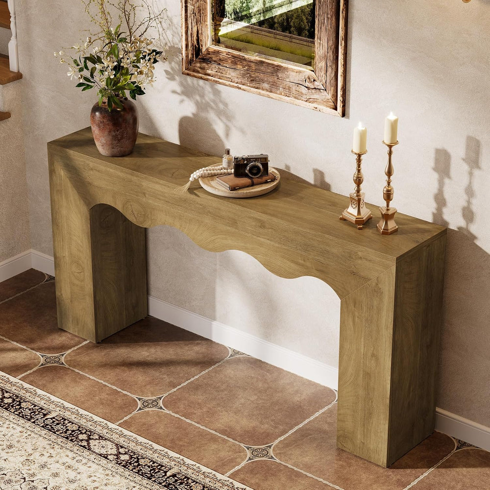 Tribesigns 63" Farmhouse Console Table, Wooden Couch Table Behind Sofa w...