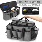 Detailing Bag with Polisher Carry Bag, Large Detail Car Care Box for Auto Detailing Supplies, Car Wash Caddy & Trunk Organizer for Buffer Bottle Towel & Cleaning Kit, Gray, Patent Design