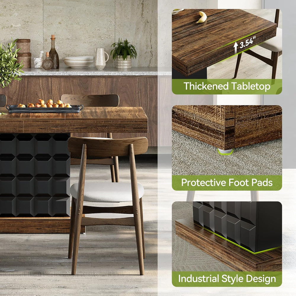 LITTLE TREE 63" Modern Dining Table, Rectangular Dinner Table for 4-6, F...