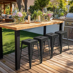 Yaheetech 24 Inch Metal Barstools Set of 4, Counter Height Backless Stools, Industrial Stackable Bar Chairs with Footrest for Kitchen/Dining Room/Bistro/Patio, Black