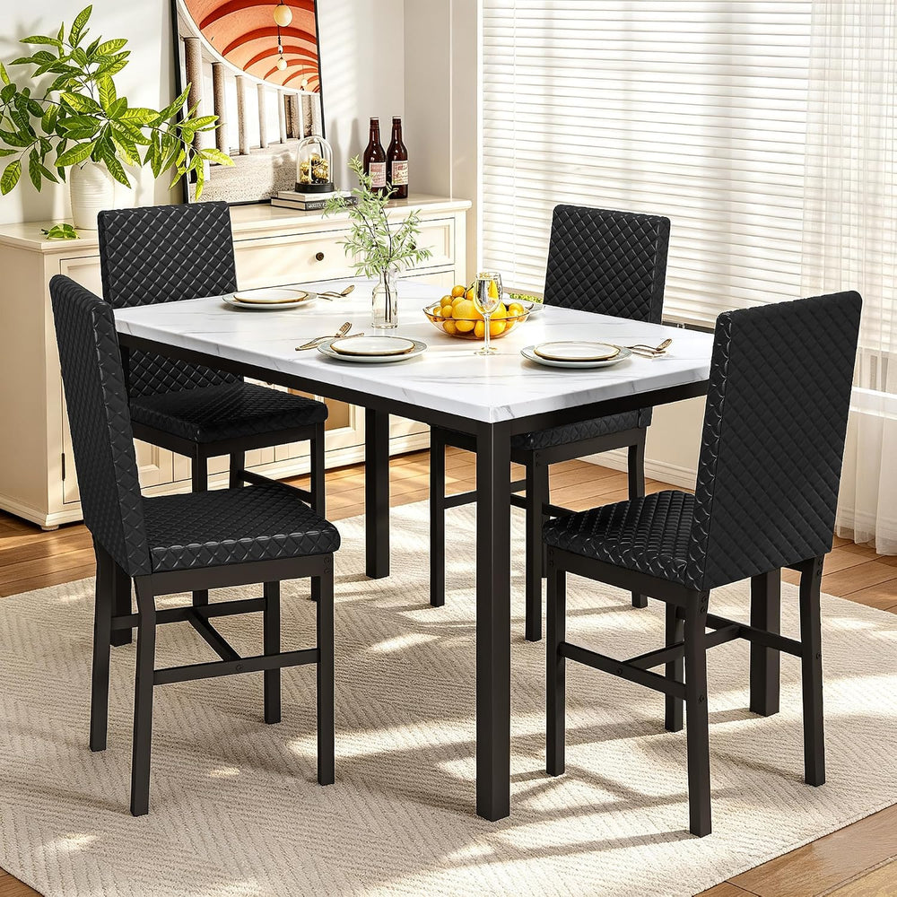 DKLGG Dining Table Set for 4 Kitchen Table and Chairs Set of 4 Faux Marble Di...