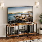 TV Stand, Entertainment Center, Industrial TV Media Console Table with Open Storage Shelves, 2 Tier TV Cabinet for Living Room, Bedroom