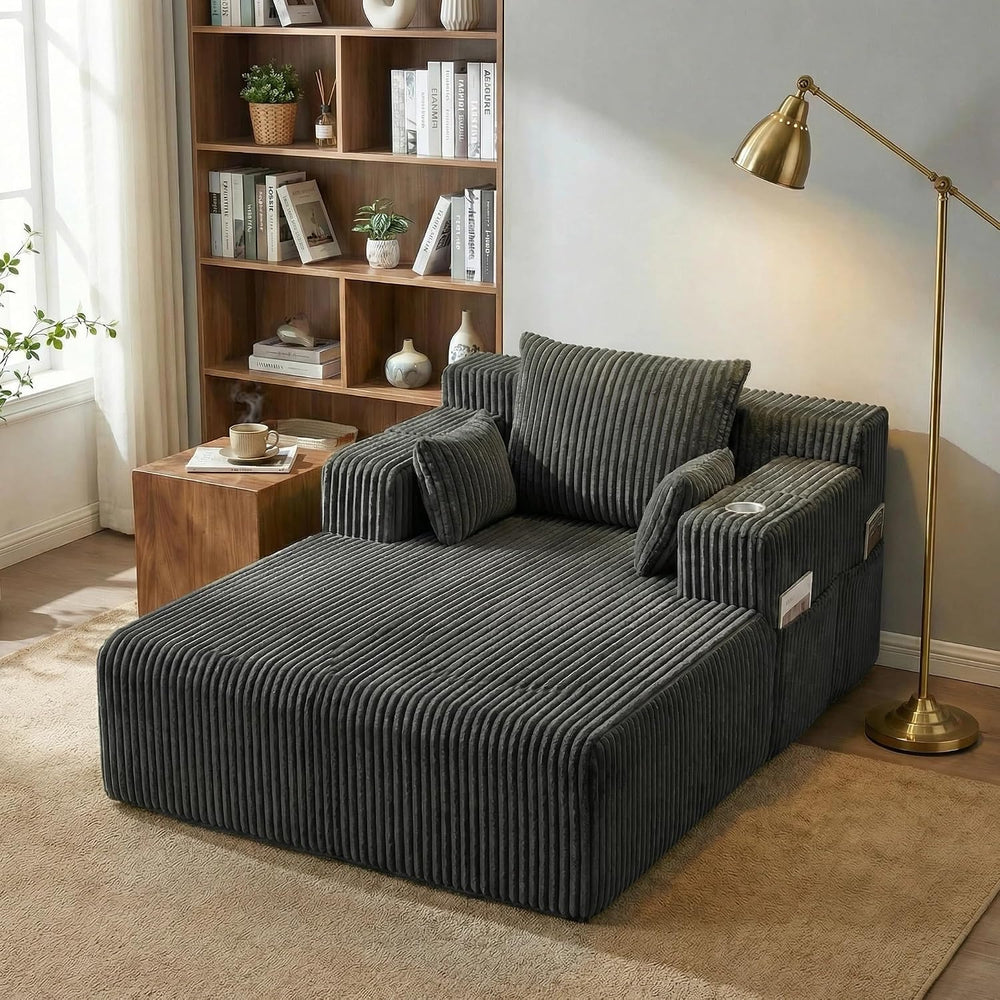 Furnimart 66" Oversized Chaise Lounge Indoor, Upholstered Sofa Bed with ...