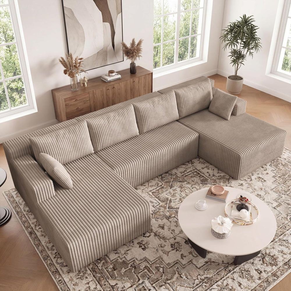 124 Inch Oversized Sectional Sofa Cloud Couch for Living Room - Symmetrical U...