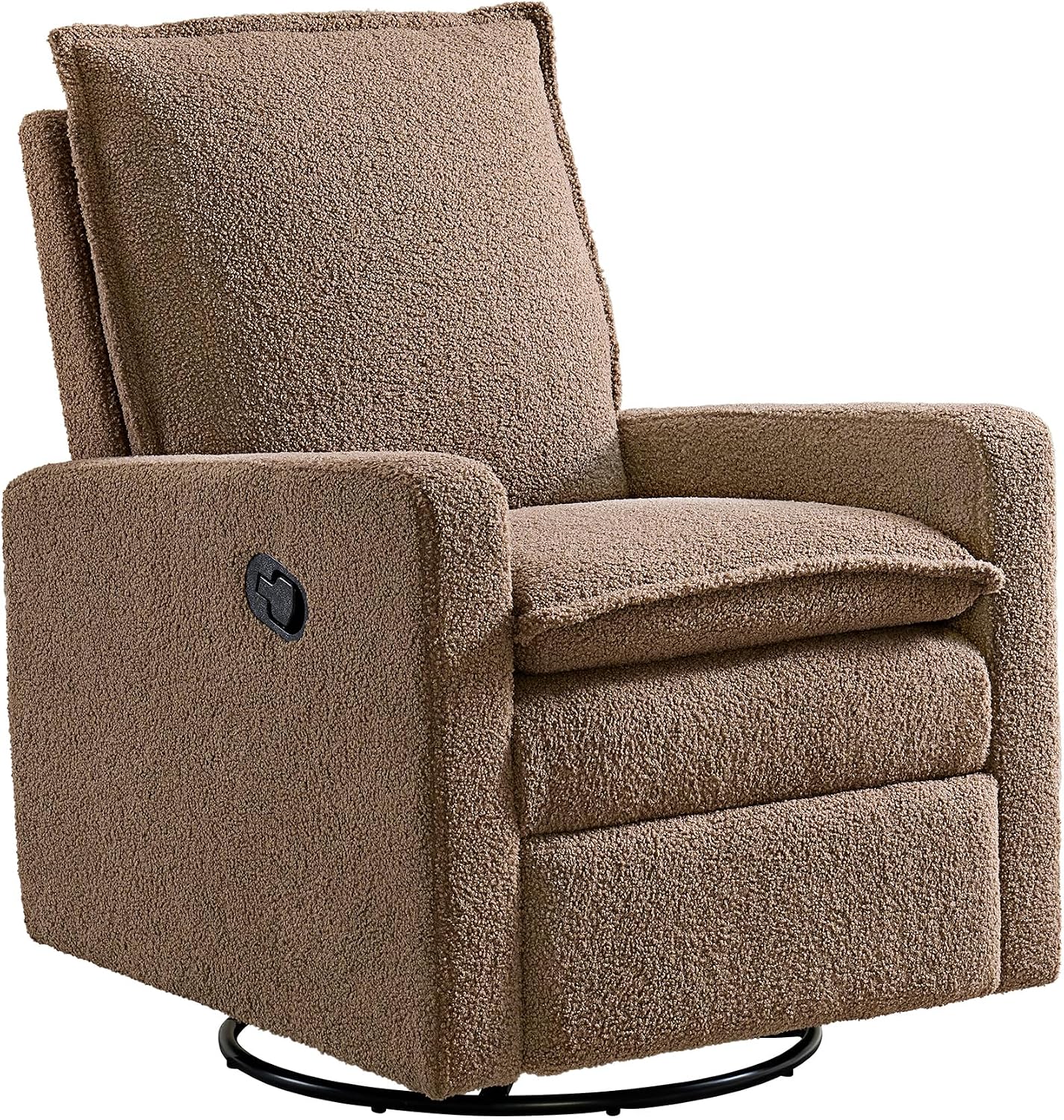 Oxford Baby Uptown Upholstered Glider Recliner Rocking Chair 360° Swivel for Nursery and Living Room - Teddy Brown