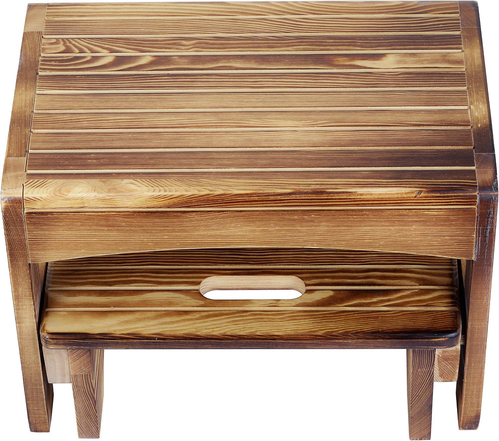 URFORESTIC Handcrafted Solid Wood Bed Step Stool-Foot Stool Kitchen Stools Be...