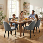 Wooden Dining Chairs Set of 4,Upholstered Kitchen Dining Room Chairs with Curved Backrest and Wood Leg,Modern Fabric Farmhouse Dinner Chair for Restaurant/Cafe,Grey
