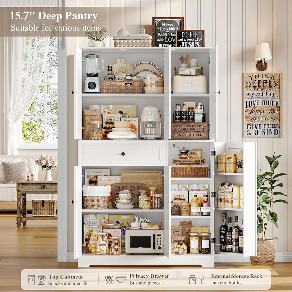 HOSTACK 68" Tall Kitchen Pantry Storage Cabinet with Doors & Shelves...
