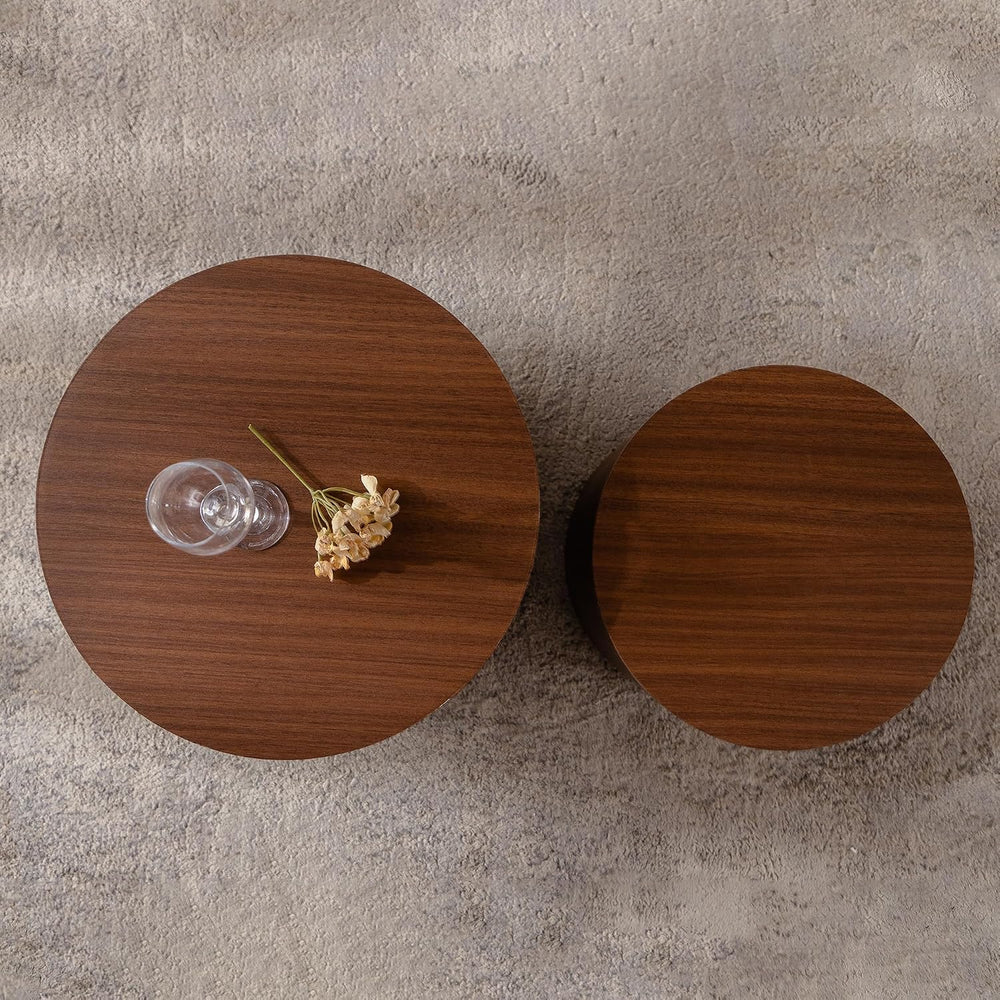 Nesting Coffee Table Set of 2, Round 18.9" Coffee Tables & 14.96&quo...