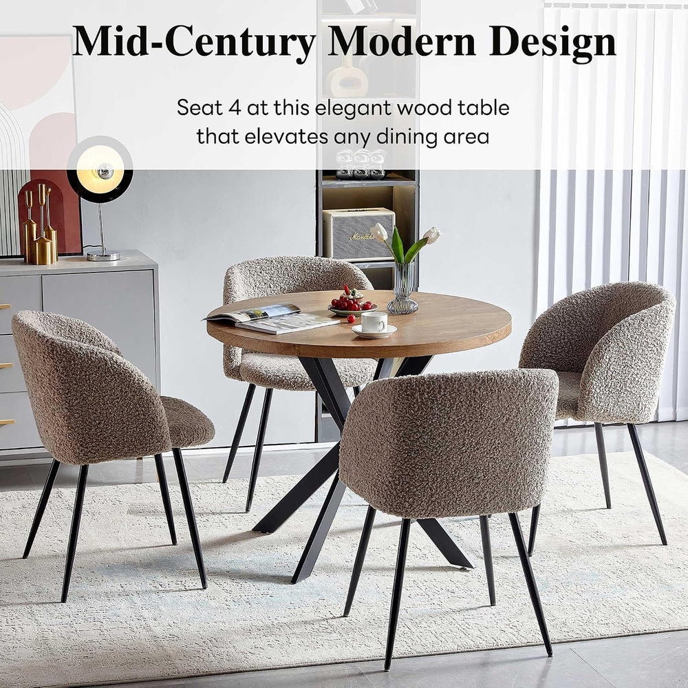 NORDICANA 5 Piece Dining Table and Chair Set, 37-Inch Engineered Wood Round T...