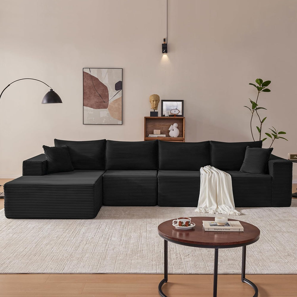 Mangodan 140” Cloud Sectional Couch, Modular Sectional Sofa with Deep Seat, B...