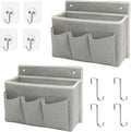 2-Pack Wall Hanging Organizer Bag/Hanging Baskets with Large Mesh Compartment & 3 Pockets，Over the Door Organizer Space Saving Storage for Bedroom,RV Camper, Closet (Gray -2 Pack)
