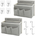 2-Pack Wall Hanging Organizer Bag/Hanging Baskets with Large Mesh Compartment & 3 Pockets，Over the Door Organizer Space Saving Storage for Bedroom,RV Camper, Closet (Gray -2 Pack)