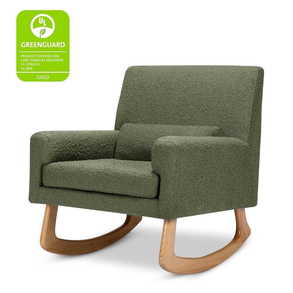 Nursery Works Sleepytime Rocker in Olive Boucle with Light Legs, Greenguard Gold and CertiPUR-US Certified