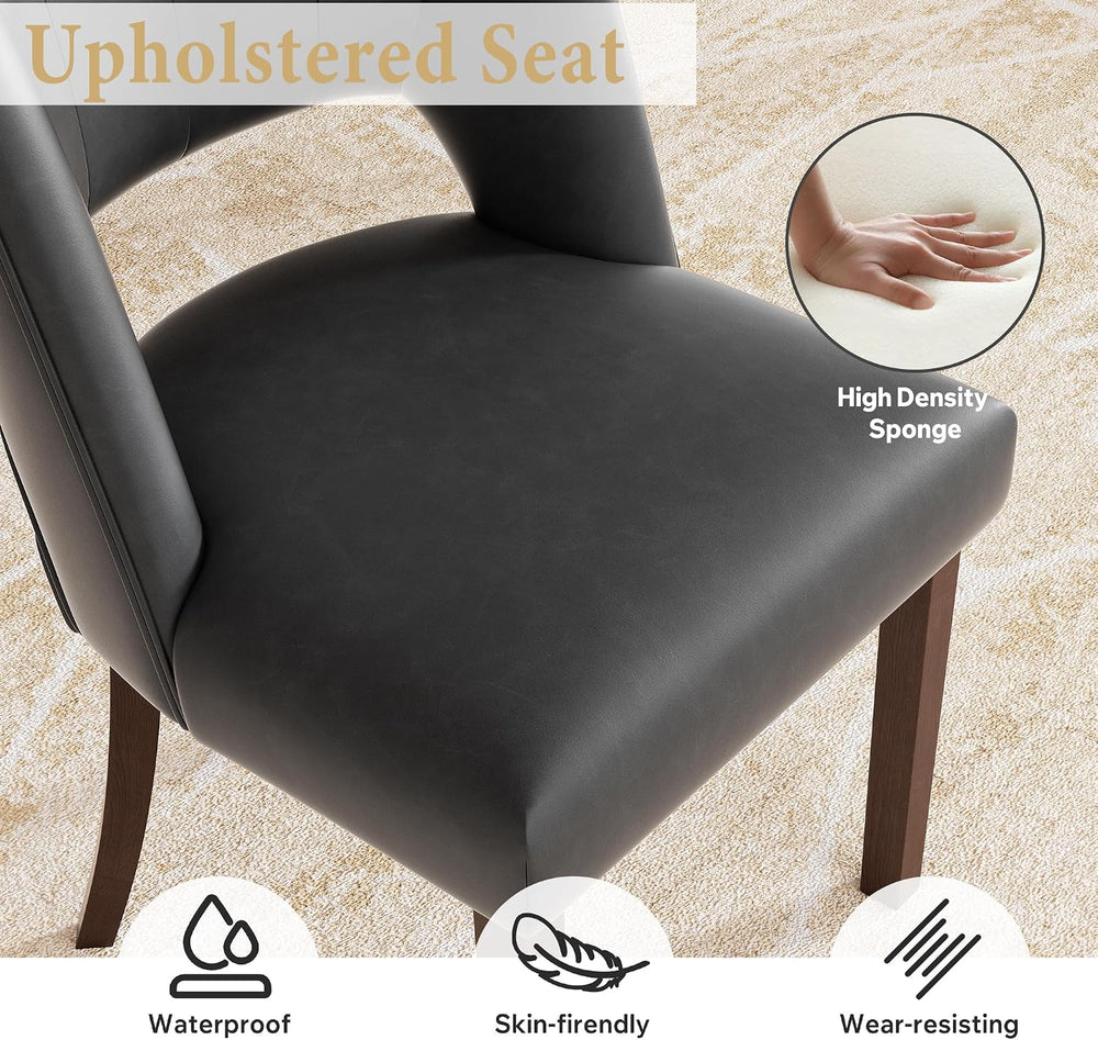 Dining Chairs Set of 6,Modern Dining Room Chairs with Thick Cushions,Faux Lea...
