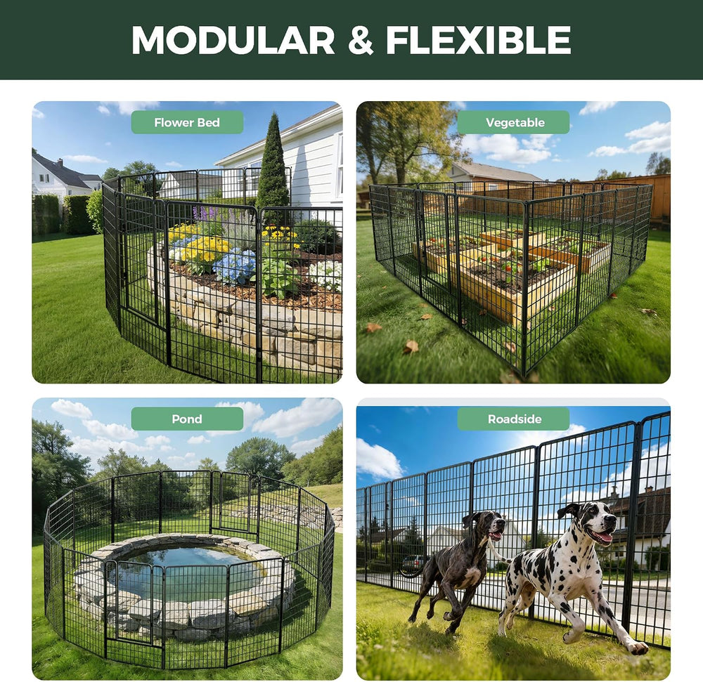 FXW No Dig Garden Fence, Outdoor for Yard, 50in(H) x 62.6ft(L), 24 Panels