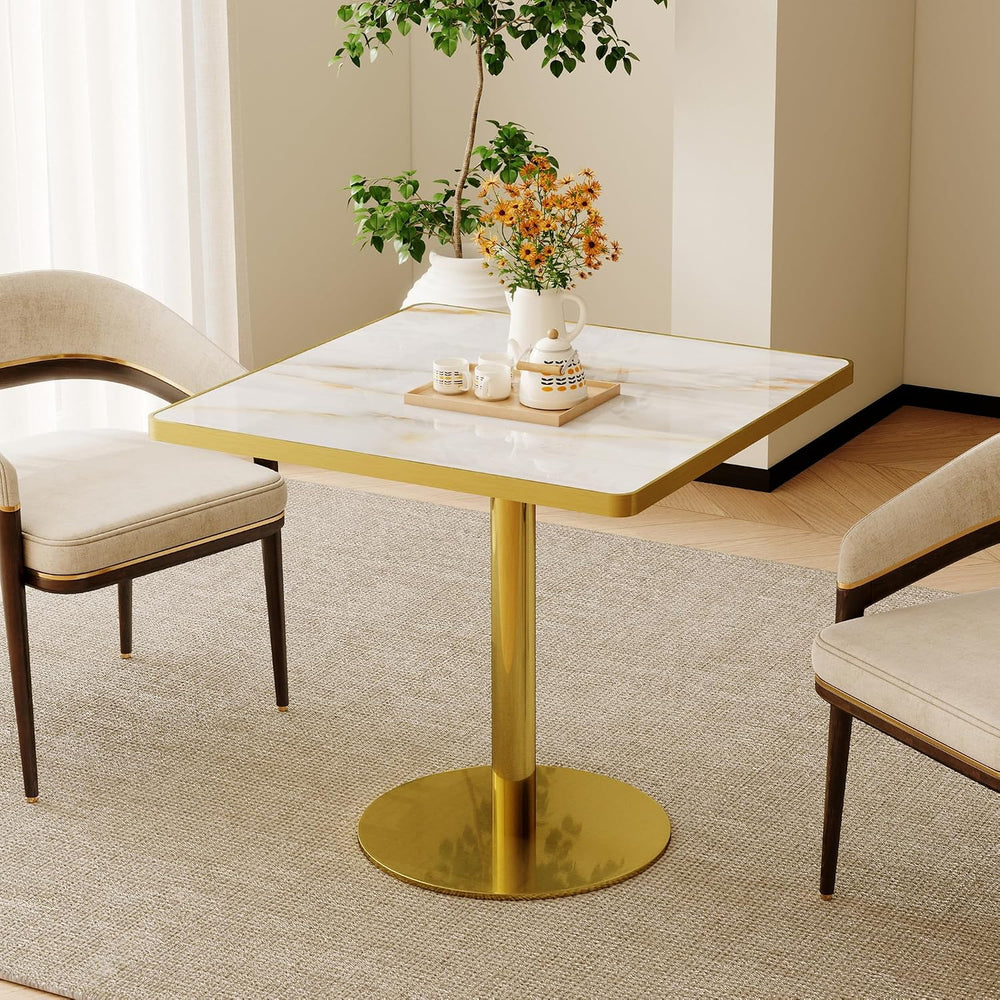 SSLine Marble Square Dining Table,31.5" Tulip Table Bistro Table for 2-4...