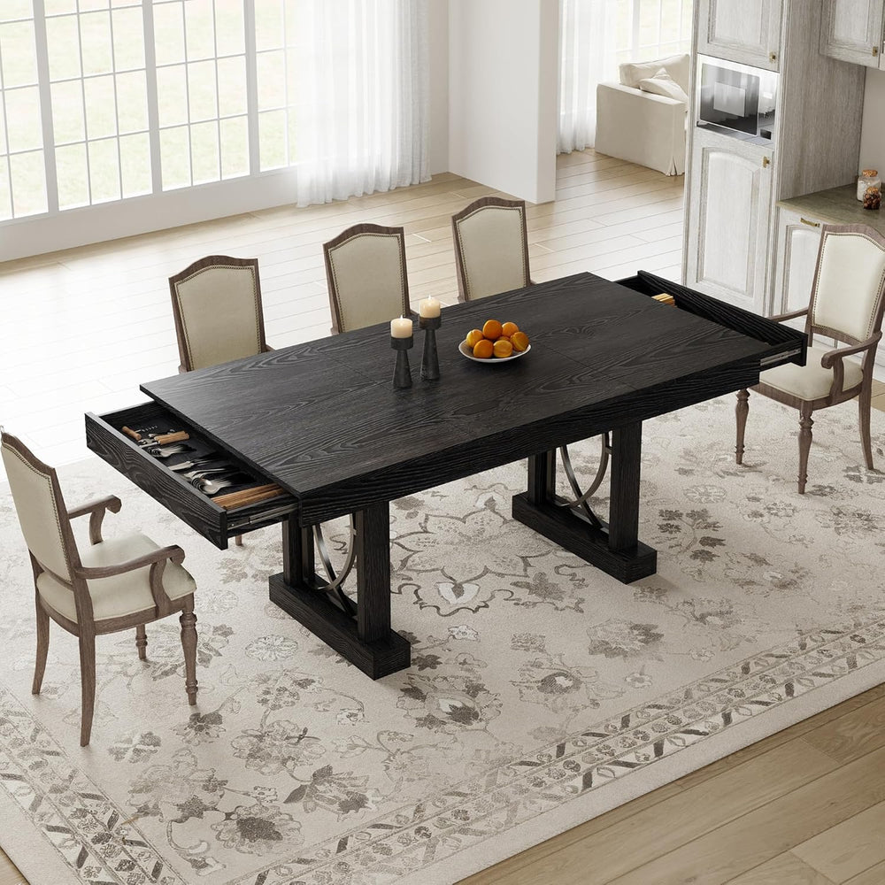 Garvee 71-Inch Dining Table for 6-8 with 2 Drawers, Large Wooden Kitchen Tabl...
