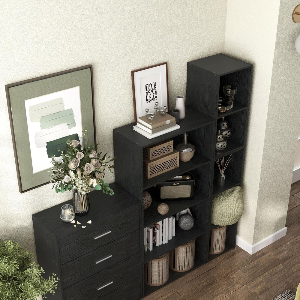 Homes: Inside + Out Apexa 3-Cube Storage Organizer Shelves, Stackable Wood Bo...