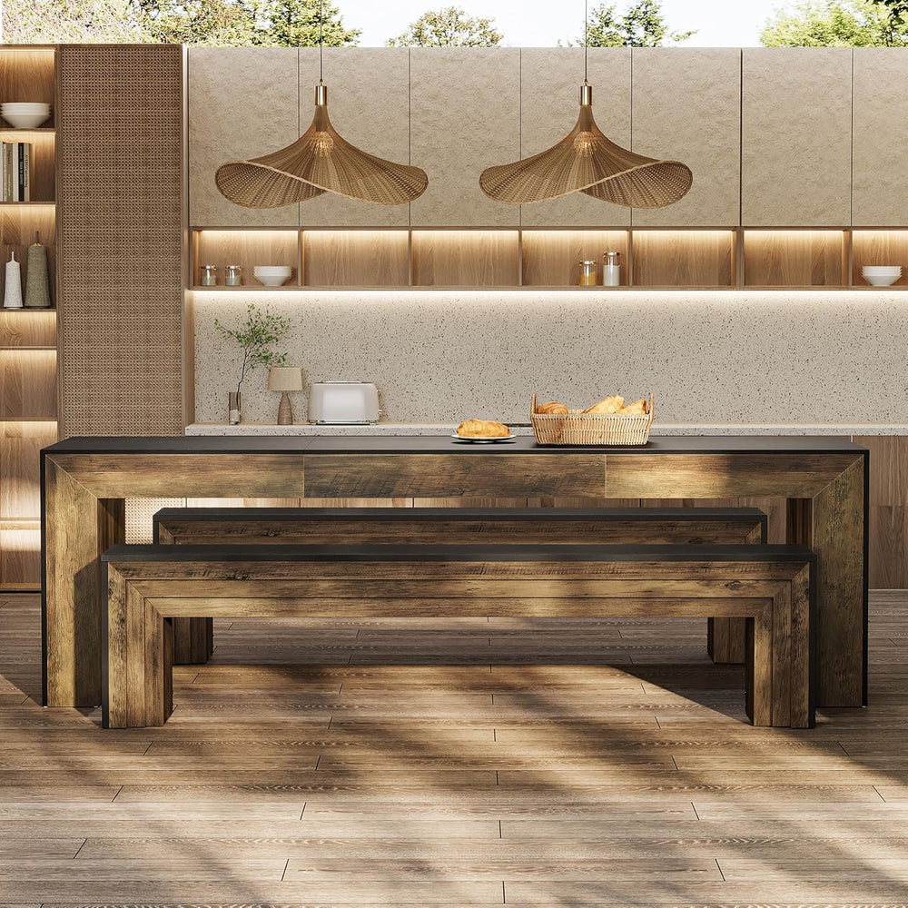 Tribesigns 70.9-Inch Extra Long Dining Bench, Farmhouse Wooden Kitchen Bench ...