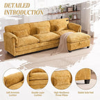 Ball & Cast Modular L Shaped Sectional Sofa,Comfy Cloud Couch W/Movable Storage Ottoman,4 Seater Sectional Sofa W/USB Charging Port,Phone Holder&Side Pocke,Chenille Fabric,for Living Room,Yellow,109"